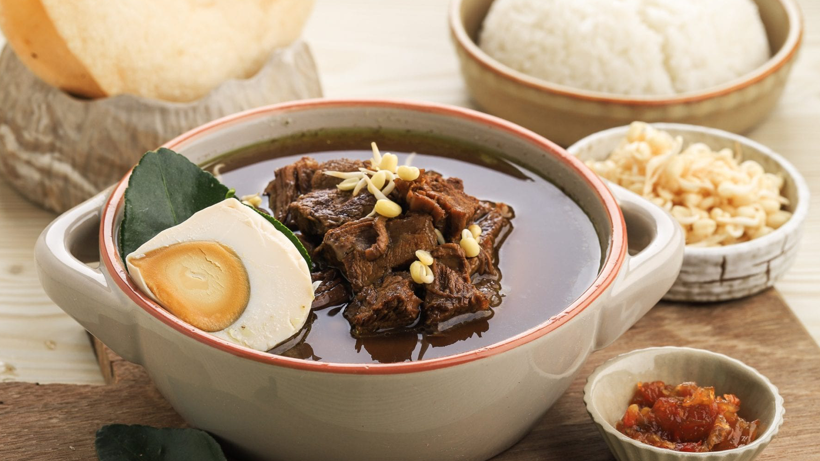 Nasi rawon Indonesian beef soup with rice