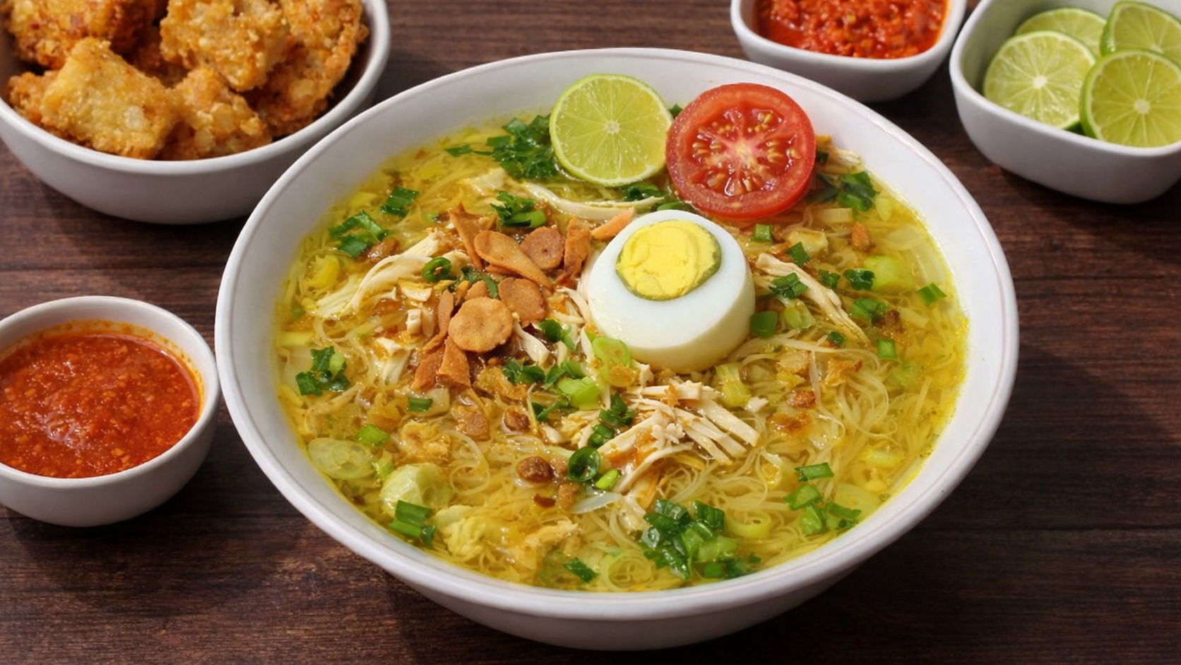 Indonesian soto ayam chicken soup